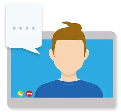 Video Calls für modernes Remote Recruiting Animation von Mann im Video Call fürs Online-Recruiting