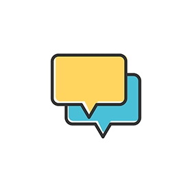 Recruiting-Strategie Active Sourcing Grafik zwei Sprechblasen gelb blau